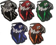 Load image into Gallery viewer, Large Hooded Grim Reaper Biker Jacket Patch Iron/Sew on 14" x 11" Iron/Sew on