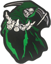 Load image into Gallery viewer, Large Hooded Grim Reaper Biker Jacket Patch Iron/Sew on 14" x 11" Iron/Sew on