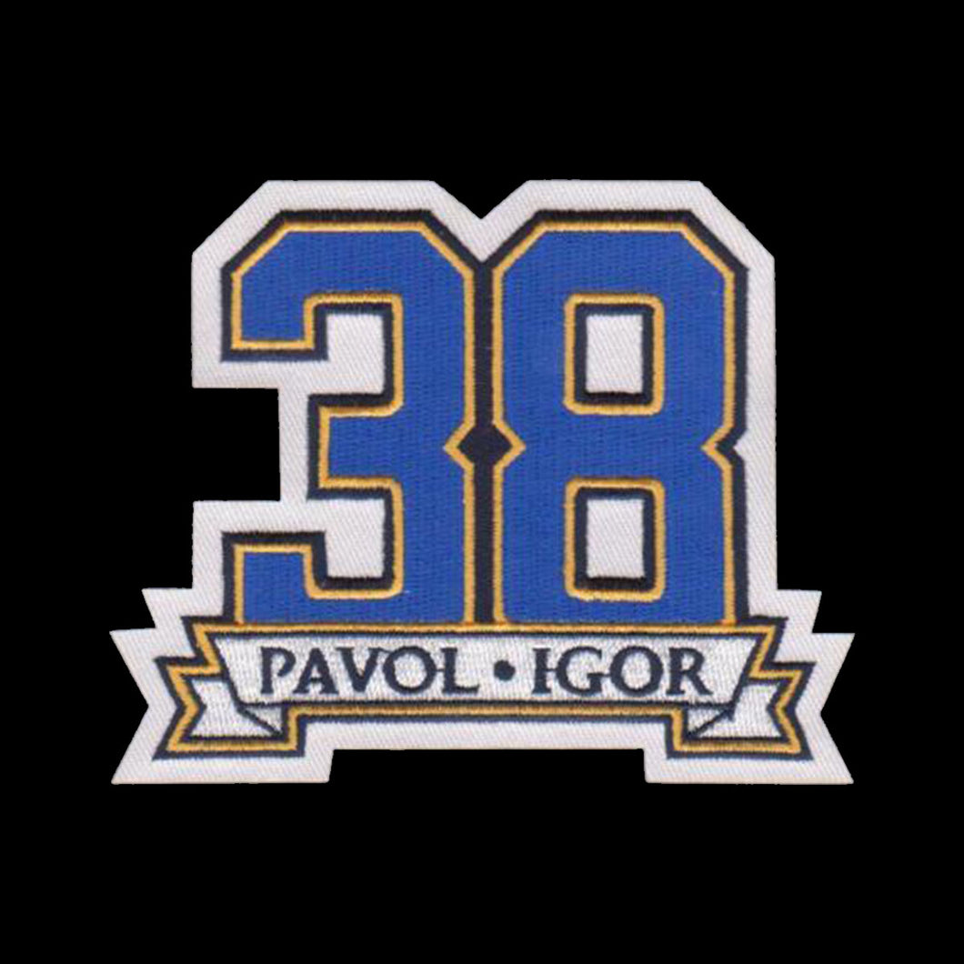 NHL Memorial patch for st. Louis Blues Igor Korolev and Pavol Demitra