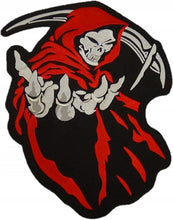 Load image into Gallery viewer, Large Hooded Grim Reaper Biker Jacket Patch Iron/Sew on 14" x 11" Iron/Sew on
