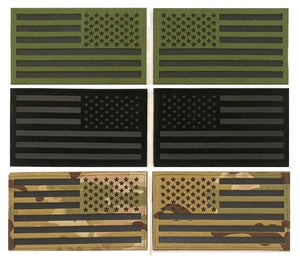 US Military Infrared IR USA Flag Patch Hook & Loop Backing Camo/Green/Black