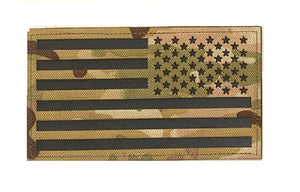 US Military Infrared IR USA Flag Patch Hook & Loop Backing Camo/Green/Black