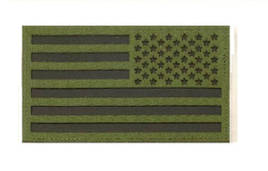 US Military Infrared IR USA Flag Patch Hook & Loop Backing Camo/Green/Black